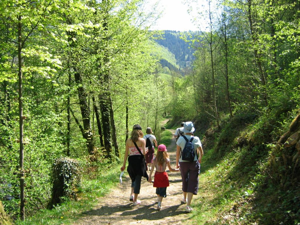 famille faisant une randonnée en famille